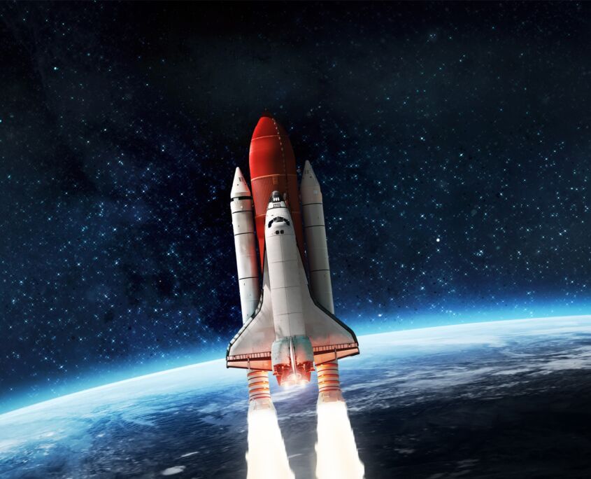 Rocket In Space In Orbit