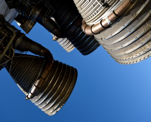 Closeup Of Rocket Engines In Low Earth Orbit