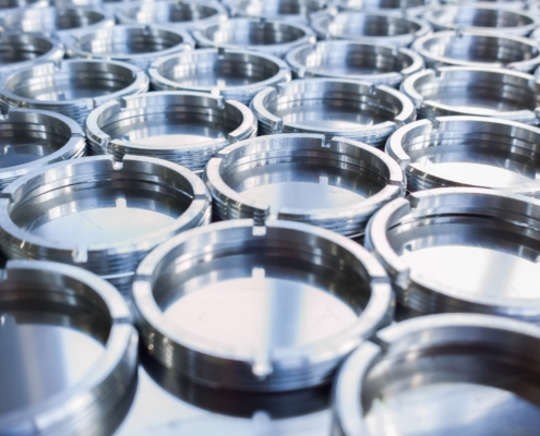 Shiny Metal Rings After Turning And Milling