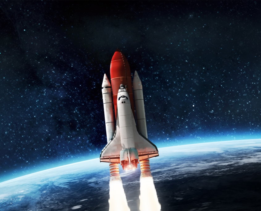 Rocket In Space In Orbit